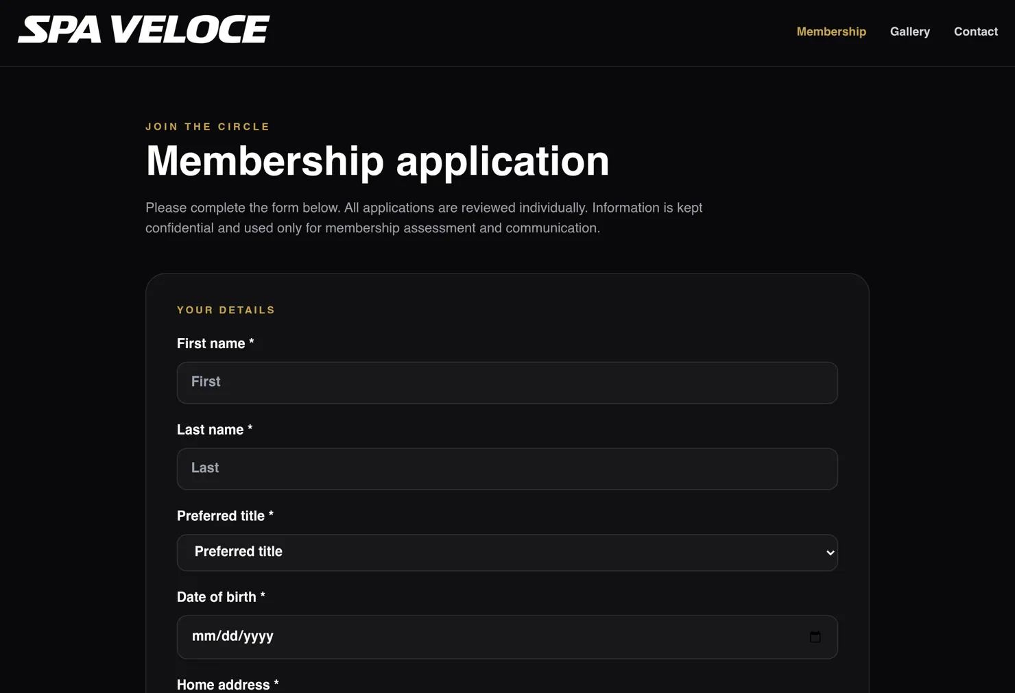 Membership application