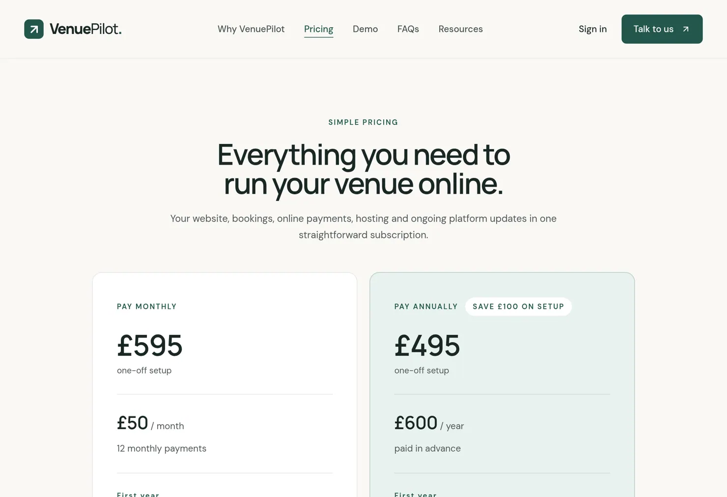 VenuePilot pricing