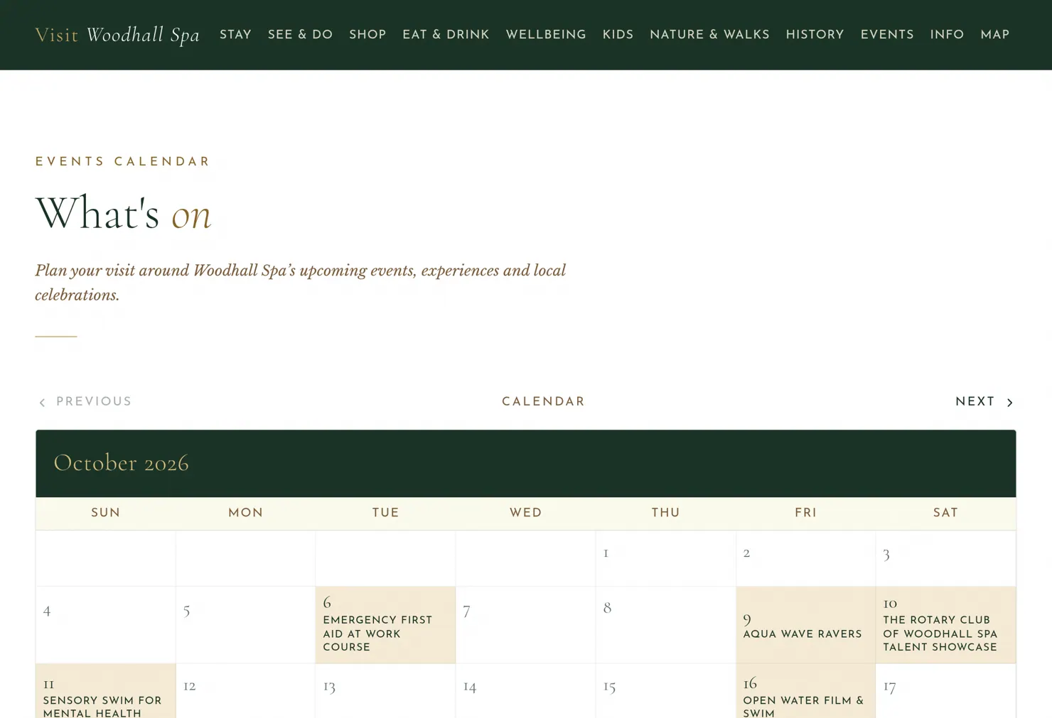 Local events calendar